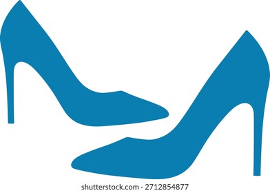Dos zapatos azules del tacón alto en un calzado blanco de la moda del fondo