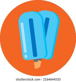 two blue ice creams on an orange background