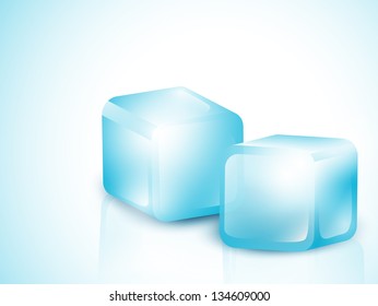 Two Blue Ice Cubes With Copy Space