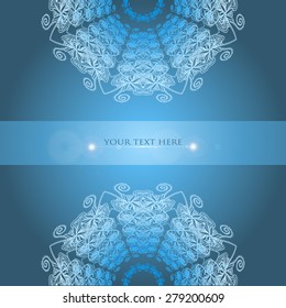 two blue lace patterns on the top and bottom