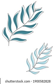 Two blue leaves simple vector