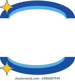 Two blue and light blue semicircles with yellow stars, perfect for celestial themed designs or illustrations for children products.