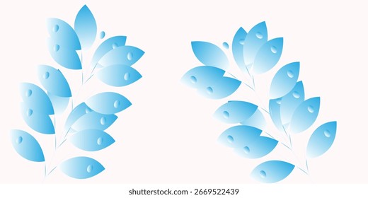 Las dos flores azules de Vector mínimo están aisladas en el fondo, para una maqueta decorada con una tarjeta dulce.