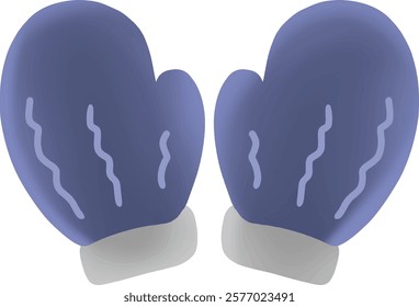 two blue mittens on a transparent background
