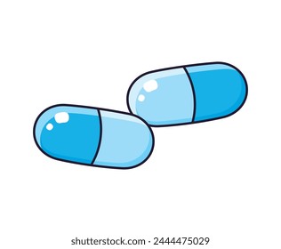 Zwei blaue Pillen isolierte Vektorillustration
