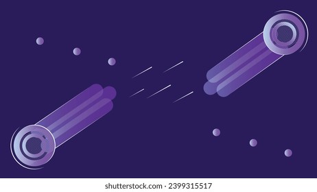 two blue and purple circles with a line connecting them