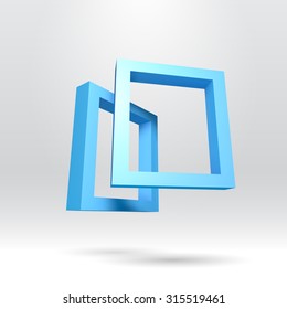Two blue rectangular 3D frames for your presentation