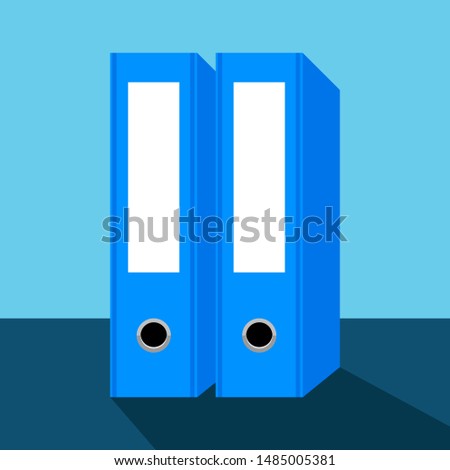 two blue ring binders, vector illustration 