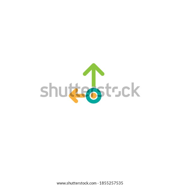 Two blue rounded arrows point out from the\
center and circle. Expand. Outward Directions icon. Vector\
illustration. Isolated on white. Flat process icon. Good for web\
and software interfaces.