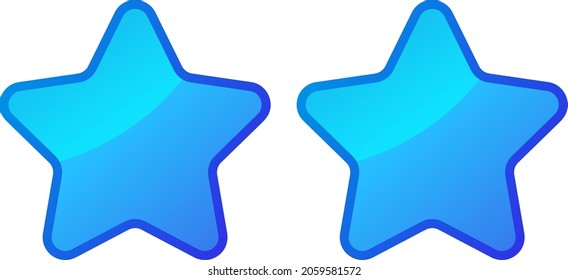 Two Blue Shiny Stars - Amazing vector icon of two blue rounded stars suitable for game, animation, apps, icon, sign, sticker, children book, decoration, and illustration in general - Vector Icon