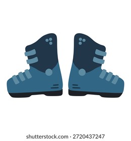 Two blue ski boots representing winter sports equipment in flat design