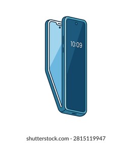 Two blue smartphones with screen display