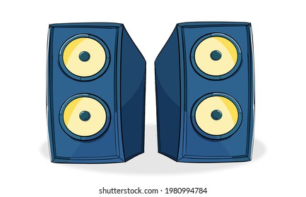 Two Blue speakers in plane wooden body, 2D vector icon
Music Blue speaker icon. Cartoon illustration of Two music speaker vector icon and 2d illustration