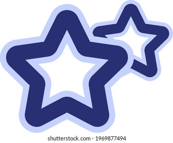 Two blue stars, icon illustration, vector on white background