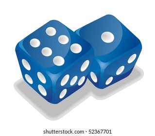 two blue vector dice