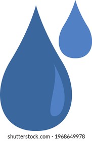 Two blue water drops, icon illustration, vector on white background