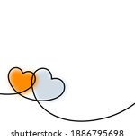 Two blurred gray and orange hearts. Valentine's Day postcard, poster element. Vector illustration.