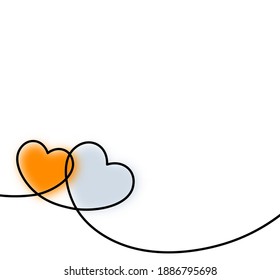 Two blurred gray and orange hearts. Valentine's Day postcard, poster element. Vector illustration.