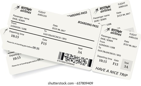 Two boarding pass tickets in gray colors. Vector template