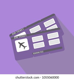 Two boarding passes. Blue flight coupons. Vector icon.