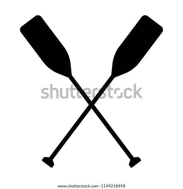 Two boat paddles or canoe oars flat vector icon\
for nautical apps and\
websites