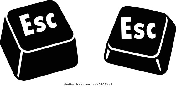 Two bold black escape keys feature crisp white typography isolated against a clean white background representing essential computer hardware components used for system control and exiting active digital software application programs.