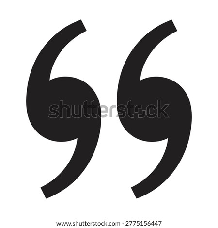 Two bold black opening quotation marks or apostrophes displayed prominently against a clean white background, representing speech or citation in a graphic design context.