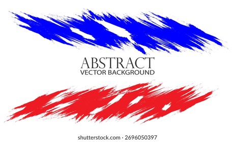 Dos trazos diagonales atrevidos del cepillo del grunge en rojo y azul, aislados en un fondo blanco, ideal para los deportes o los temas abstractos del arte