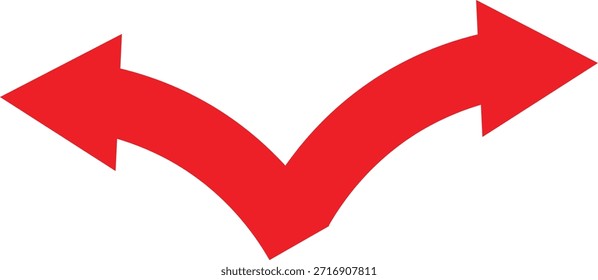 Dos audaces flechas rojas muestran direcciones opuestas, un elemento visual simple pero impactante.