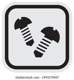 two bolts, black vector icon at gray and black frame, isolated object