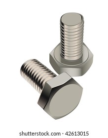 Two bolts are isolated on a white background