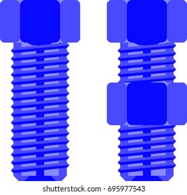 Two bolts from side view (with nut and without)