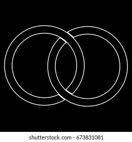Two bonded wedding rings icon .