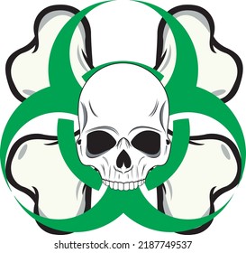 Two Bones with Skull Biohazard Illustration