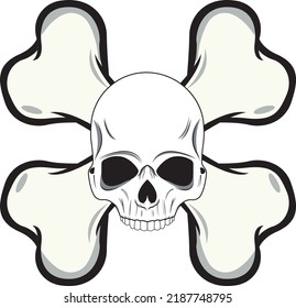 Two Bones with Skull Illustration