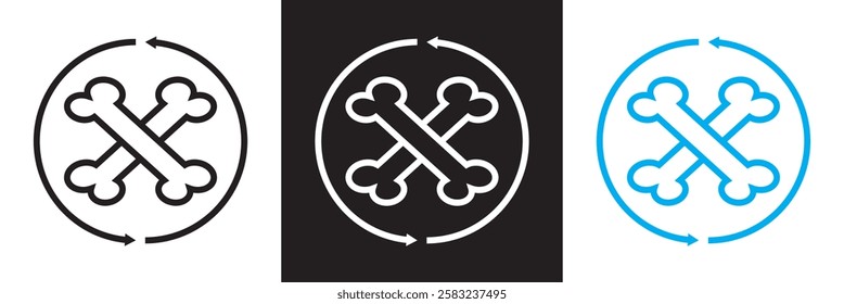 Two bones together icon and round arrows. isolated on white and black background. vector illustration. EPS 10
