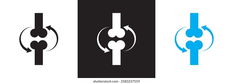 Two bones together icon and round arrows. isolated on white and black background. vector illustration. EPS 10
