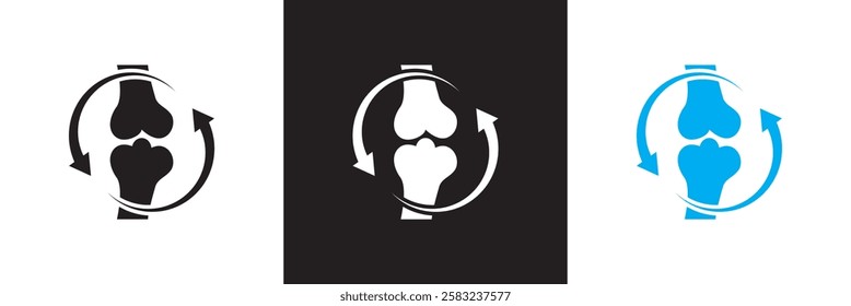 Two bones together icon and round arrows. isolated on white and black background. vector illustration. EPS 10
