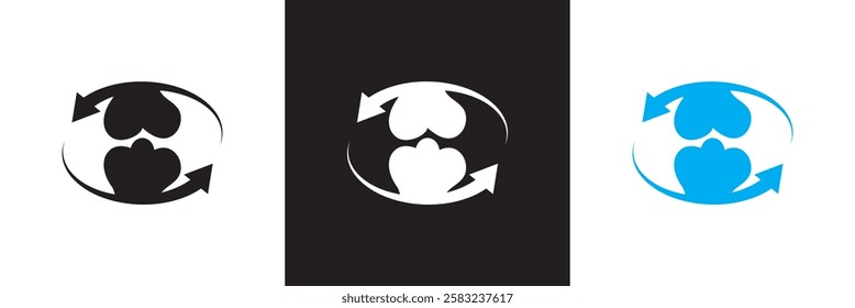 Two bones together icon and round arrows. isolated on white and black background. vector illustration. EPS 10
