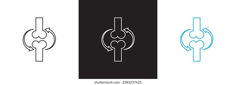 Two bones together icon and round arrows. isolated on white and black background. vector illustration. EPS 10
