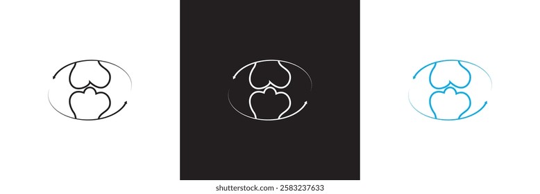 Two bones together icon and round arrows. isolated on white and black background. vector illustration. EPS 10
