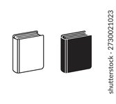Two book icons, one outline and one solid, isolated on