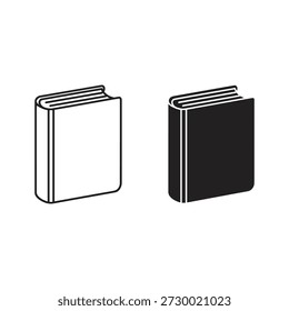Two book icons, one outline and one solid, isolated on