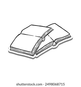 Zwei Buch Open Outline auf weißer Silhouette und grauem Schatten. Vektorgrafik-Cartoon-Stil für Dekoration, Färbung und jedes Design.
