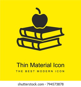 Two Books With Apple On Top Bright Yellow Material Minimal Icon Or Logo Design