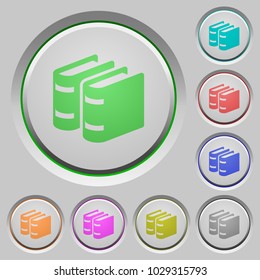 Two books color icons on sunk push buttons