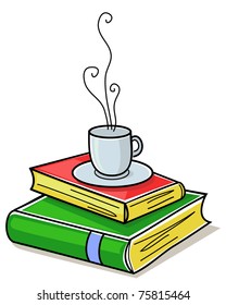 Two books and a cup of coffee