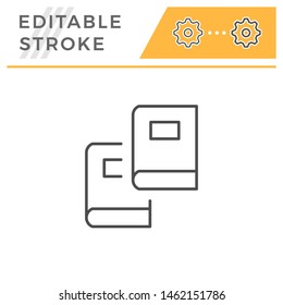 Two books editable stroke line icon