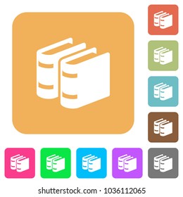 Two books flat icons on rounded square vivid color backgrounds.