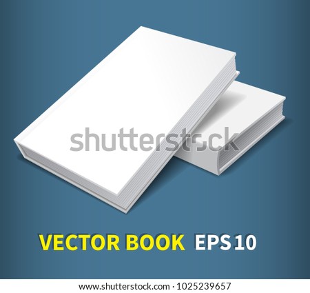 Two books in hardcover. Blank cover layout. Pure white cover mouckup for your business that adorns your creativity. With soft shadows, realistic image. Vector illustration.